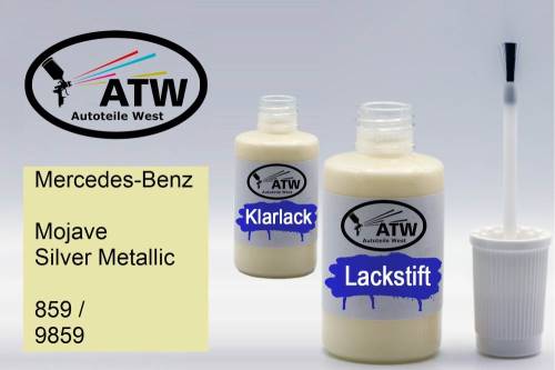 Mercedes-Benz, Mojave Silver Metallic, 859 / 9859: 20ml Lackstift + 20ml Klarlack - Set, von ATW Autoteile West.